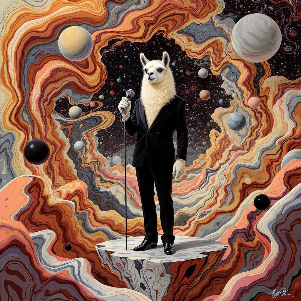 Surreal Lama Portrait in Dreamlike Style