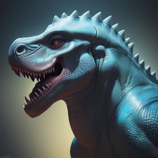 Hyperrealistic Dinosaur in Colorful Splash Art Style