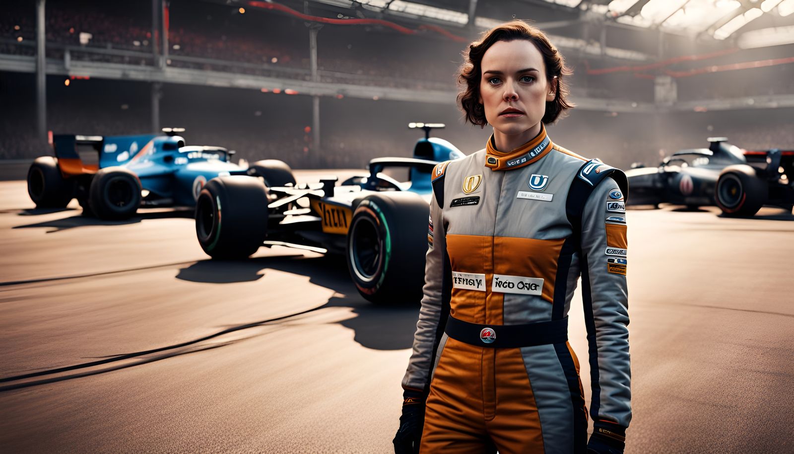 Daisy Ridley as F1 Driver: Detailed Matte Painting