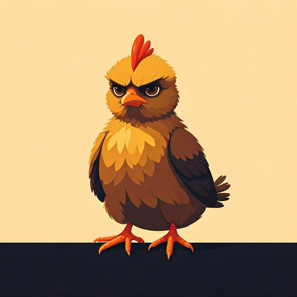Minimalist Grumpy Chick Silhouette Art