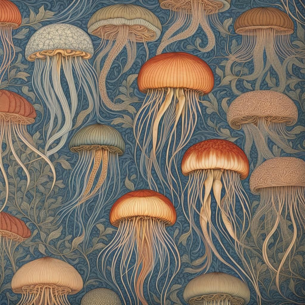 Jellyfish in William Morris Style