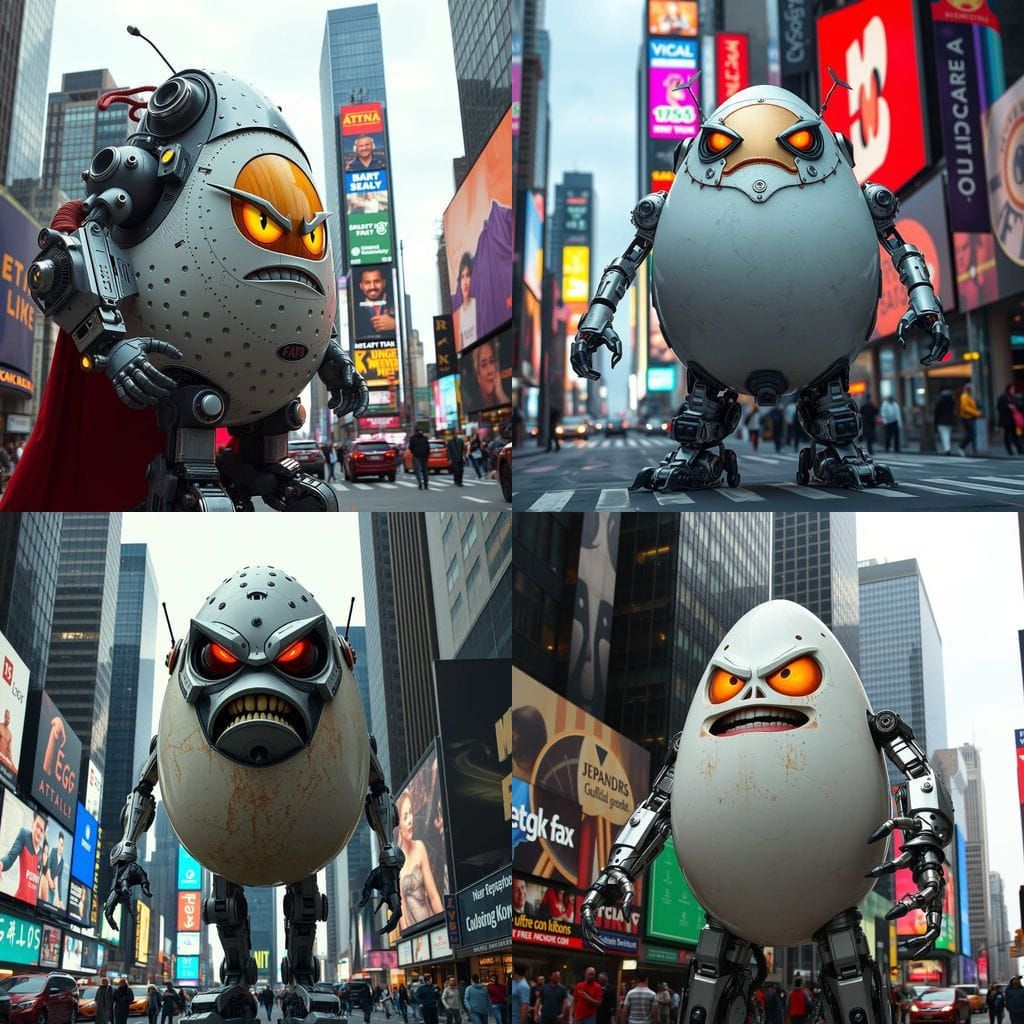 Cyberpunk Cyborg Egg in Times Square