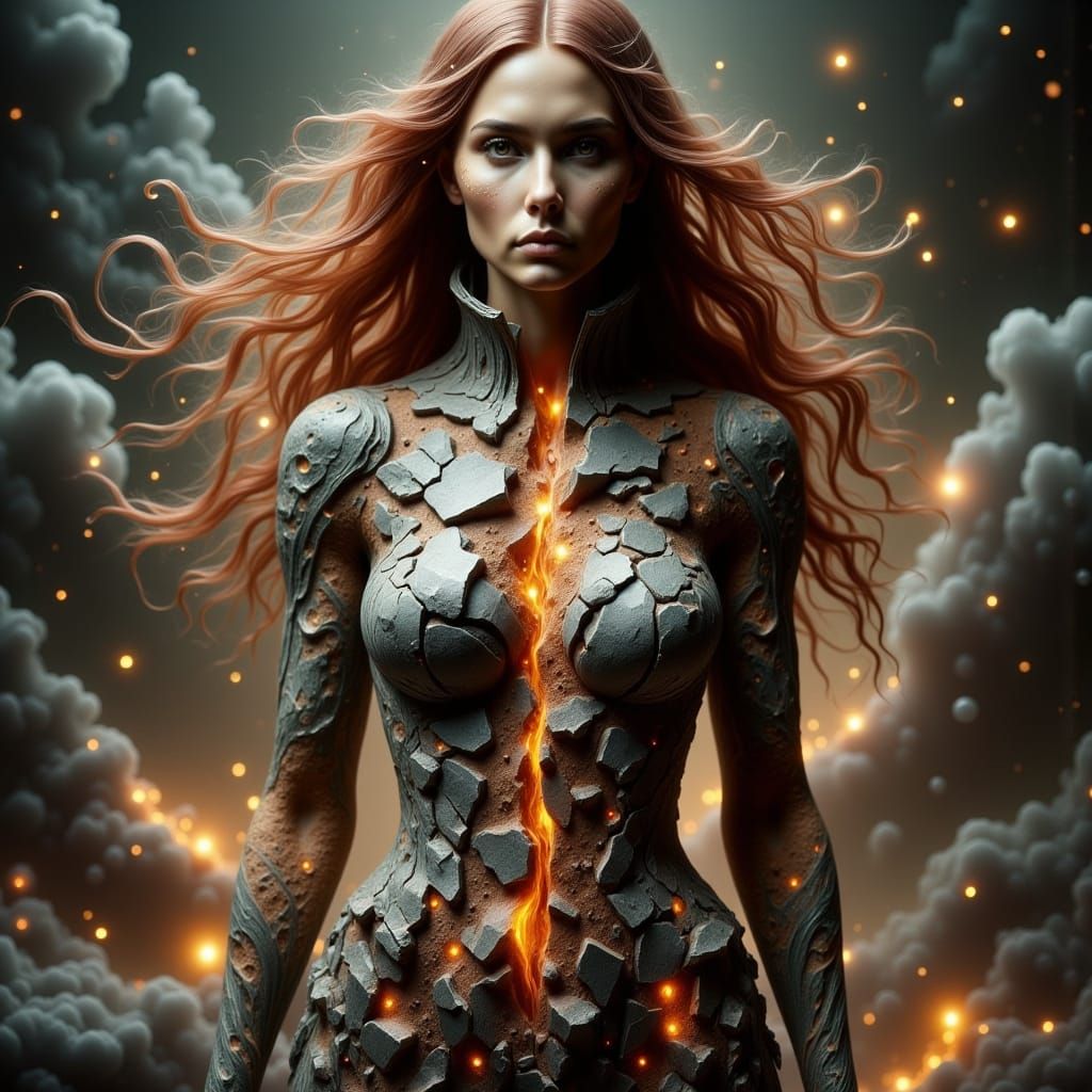 Earthquake Woman: Fantasy Art Personification