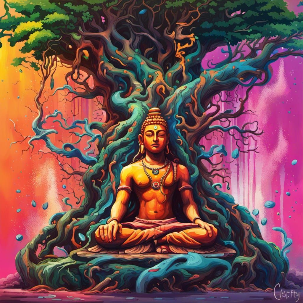 Banyan Tree Shiva Linga Graffiti Art