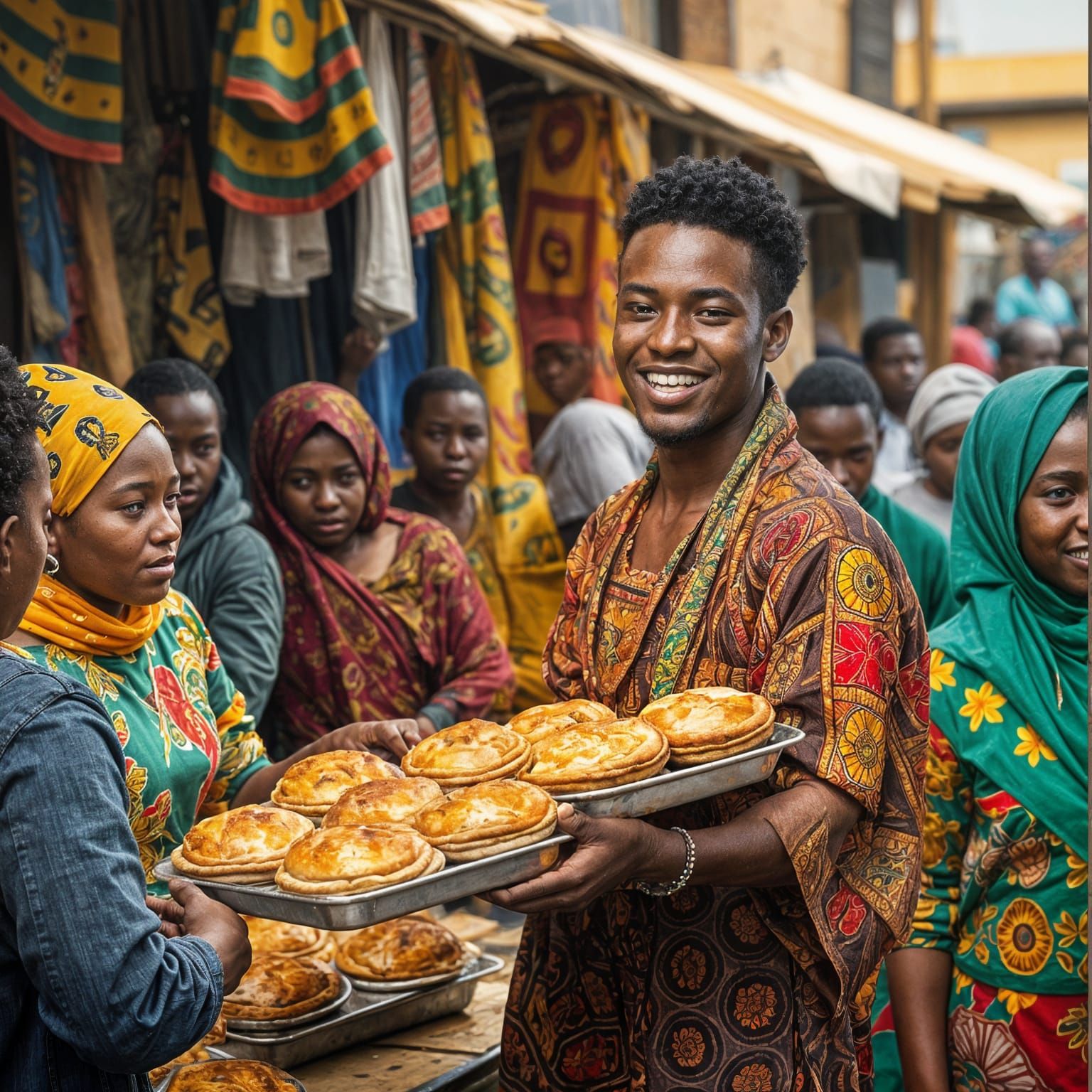 Young African Baker Sells Fresh Pies at Soweto Market