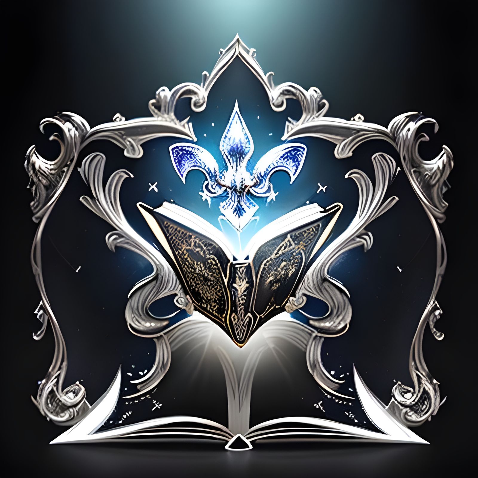 Holographic Fleur-de-Lis Book in Ornate Style