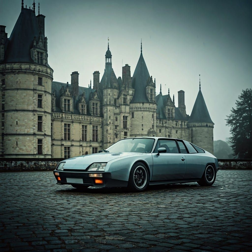 Light Grey Citroën CX Supercar GT Concept outside French Cas...