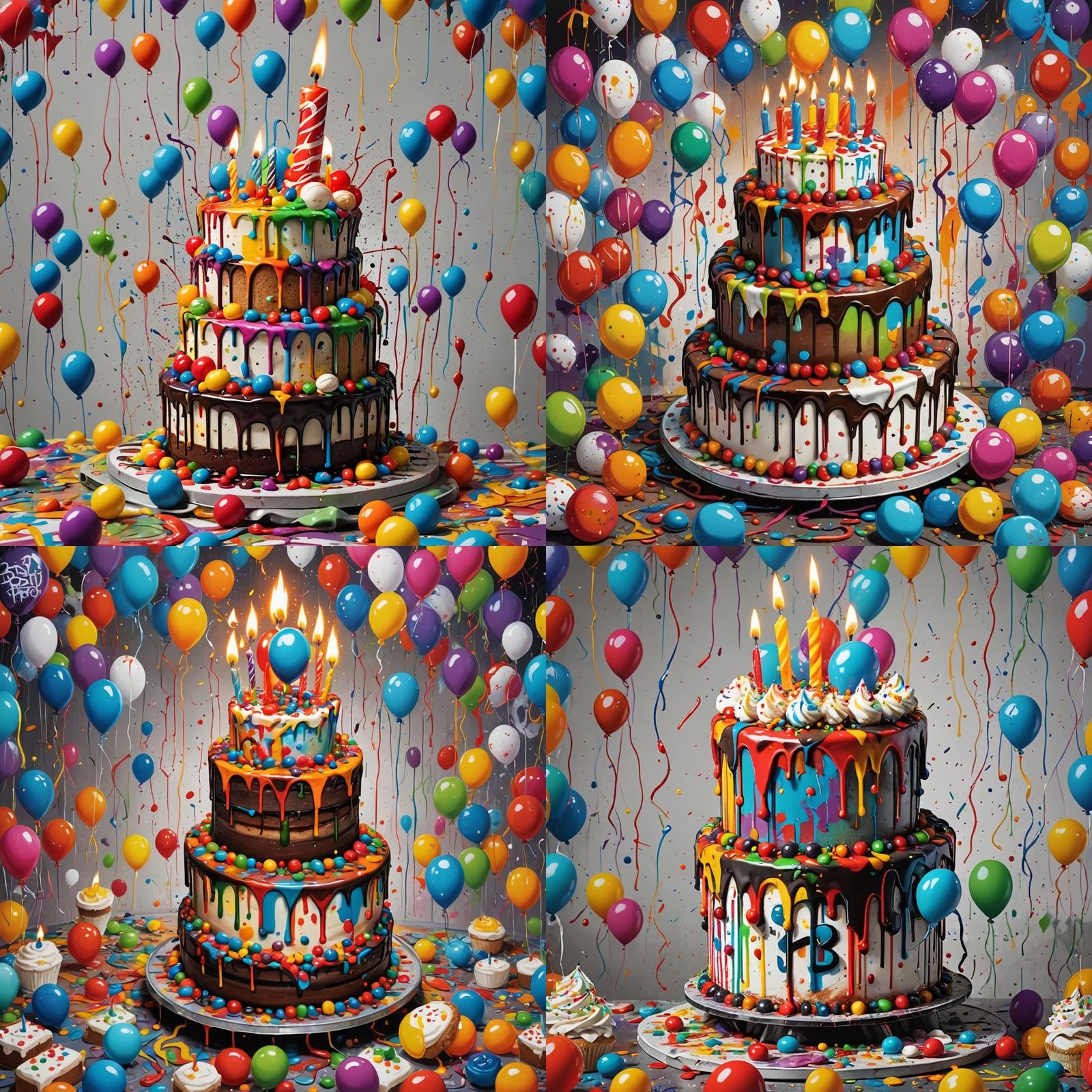 Chibi Boy's Birthday Cake in Graffiti Art Style