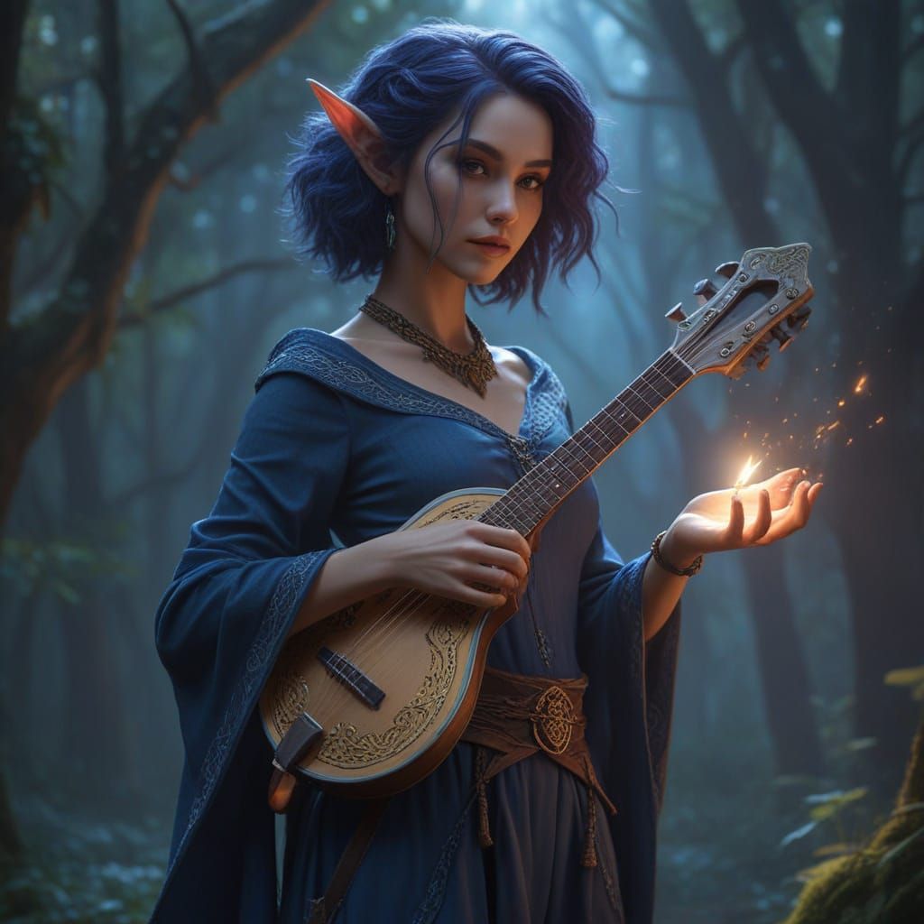 Mystical Elf Goddess Plays Medieval Mandolin in a Whimsical ...