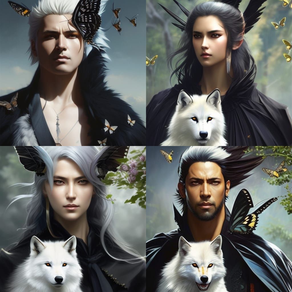 Female/male/wolf/butterfly