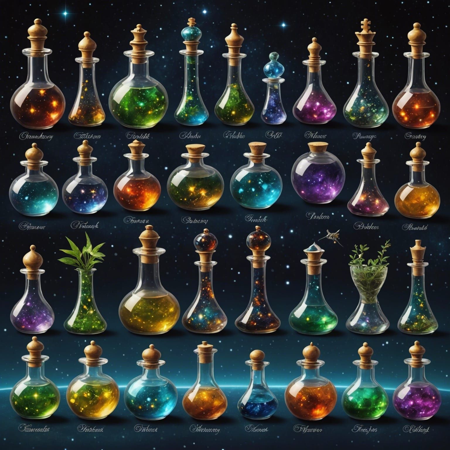 Apothecary Chess Set Floating in Outer Space