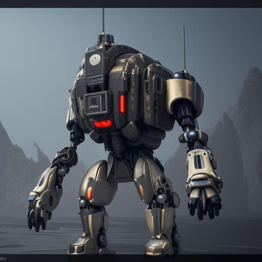 Futuristic Robot Characters in Sci-Fi Style