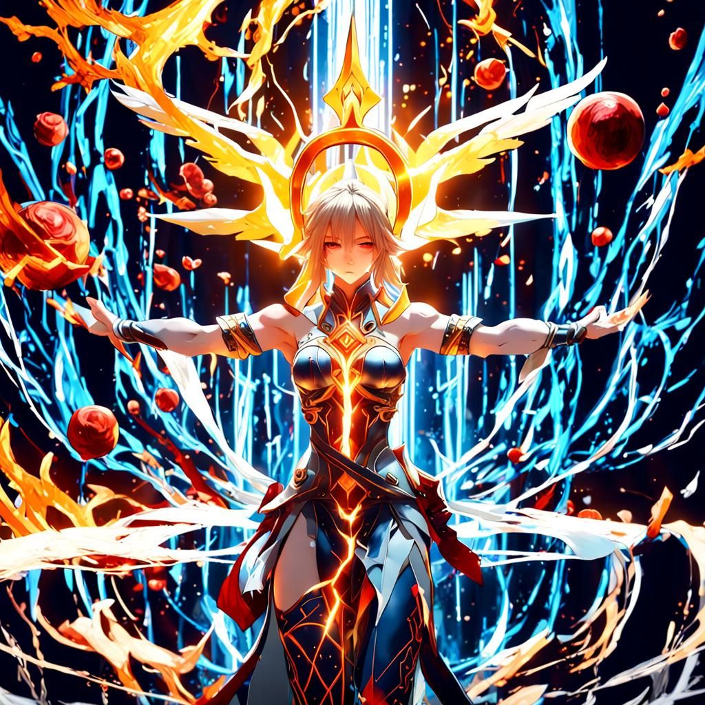 Divine Anime Power Manifestation in 3D