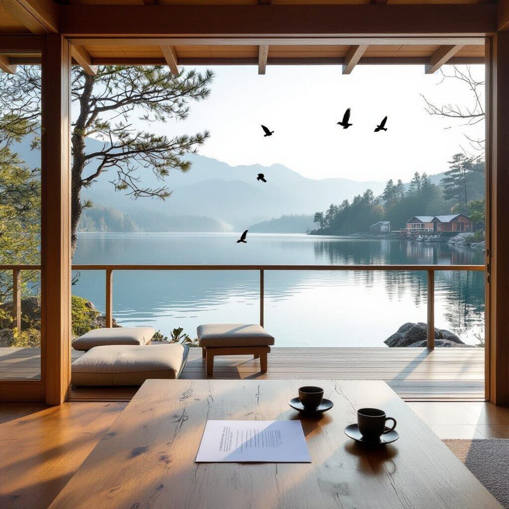 Serene Lakeside House in Minimalist Scandinavian Style