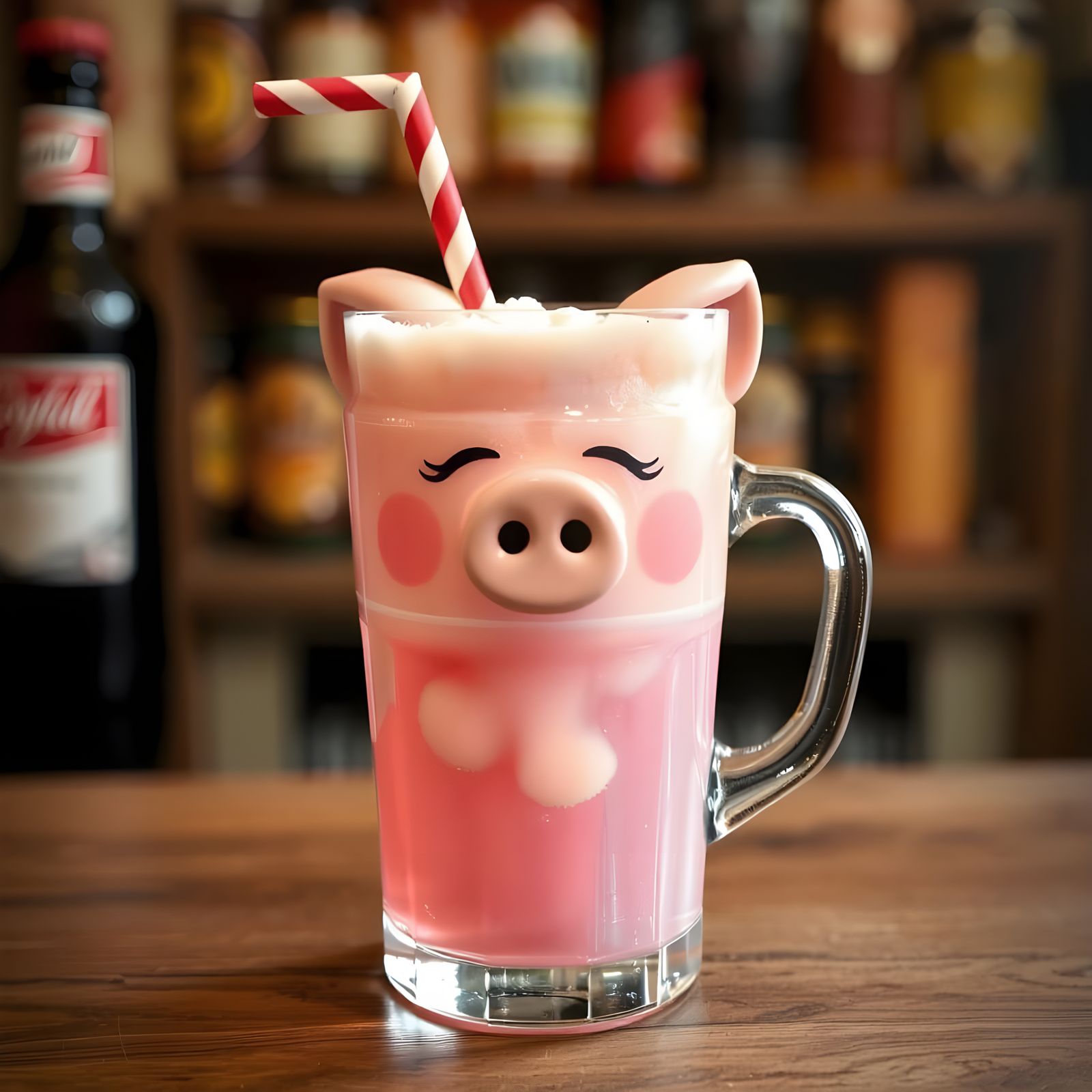 Whimsical Pig Soda Design in Cartoon Style