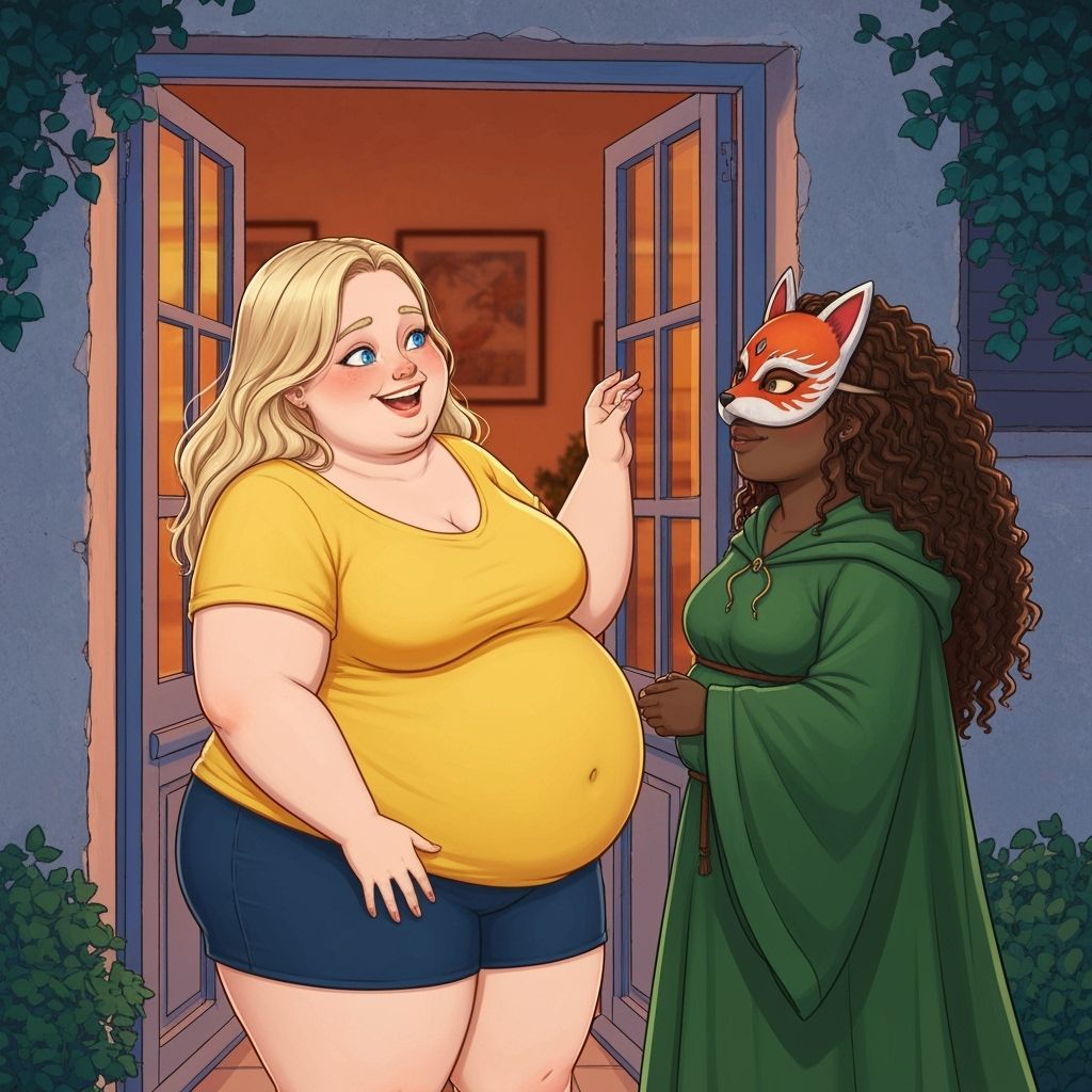 Two Obese Women Celebrate Halloween in Provence