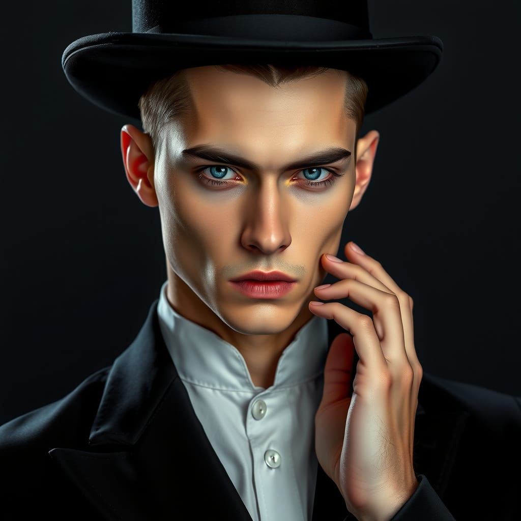 Hyperrealistic Portrait of a Dark Fantasy Emperor in Etherea...