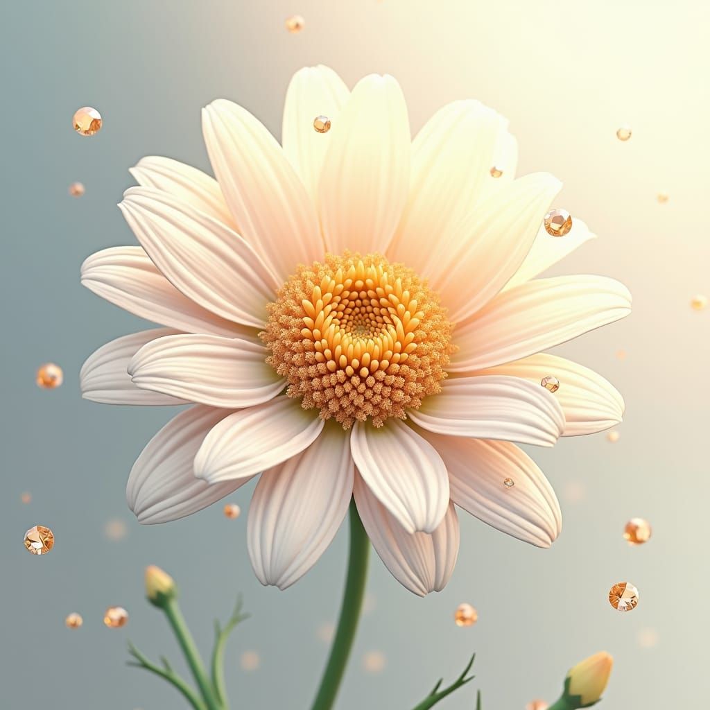 Diamond Daisy Bouquet in Anime-Inspired 3D Art