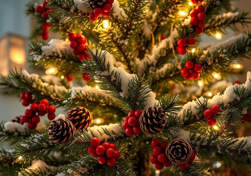 Vintage Christmas Tree with Lights in Alcohol Ink