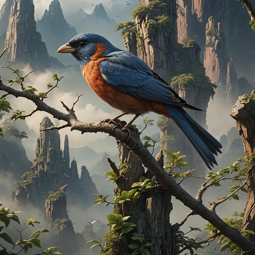 Detailed Matte Painting of a Fresh Bird