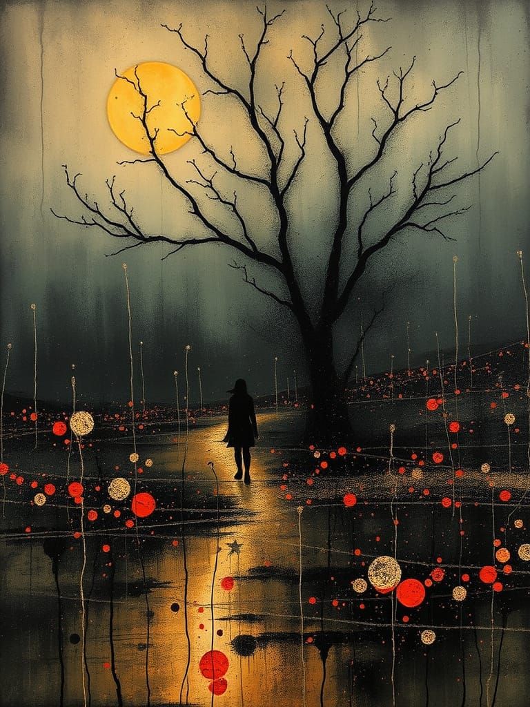 Expressionist Encaustic Painting of Sorrow-Erasing Drink