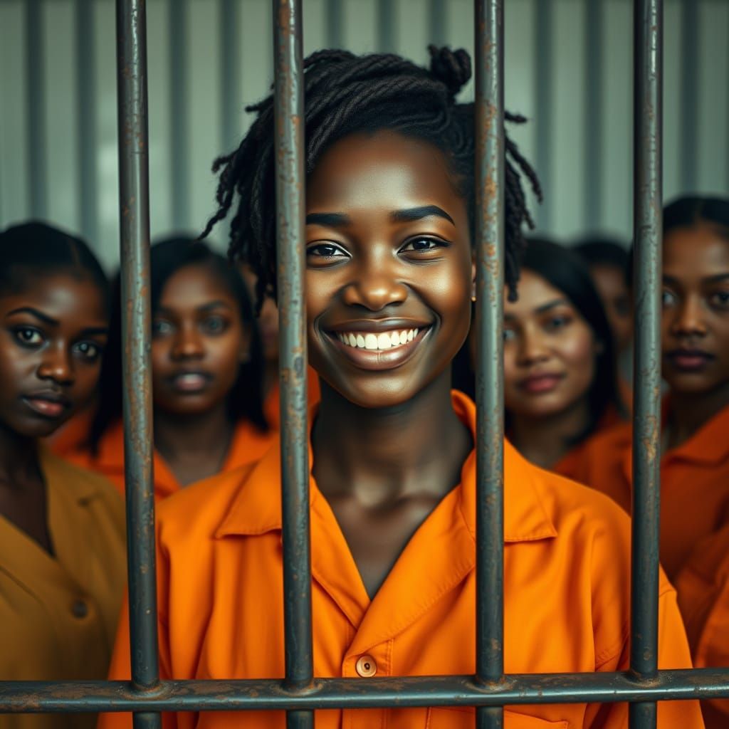 A Photorealistic Portrait of a Resilient Woman in Prison
