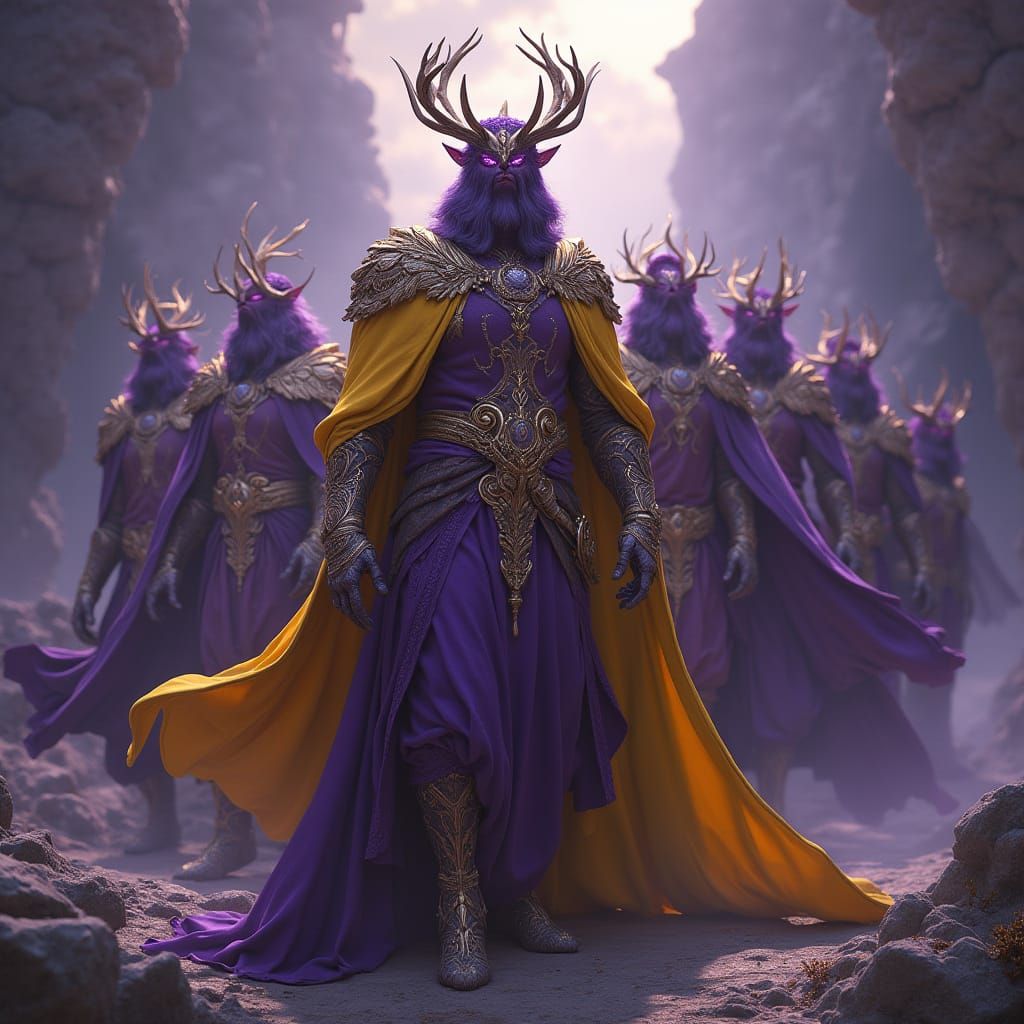 Regal Figures in Dark Fantasy Realm, Hyperdetailed