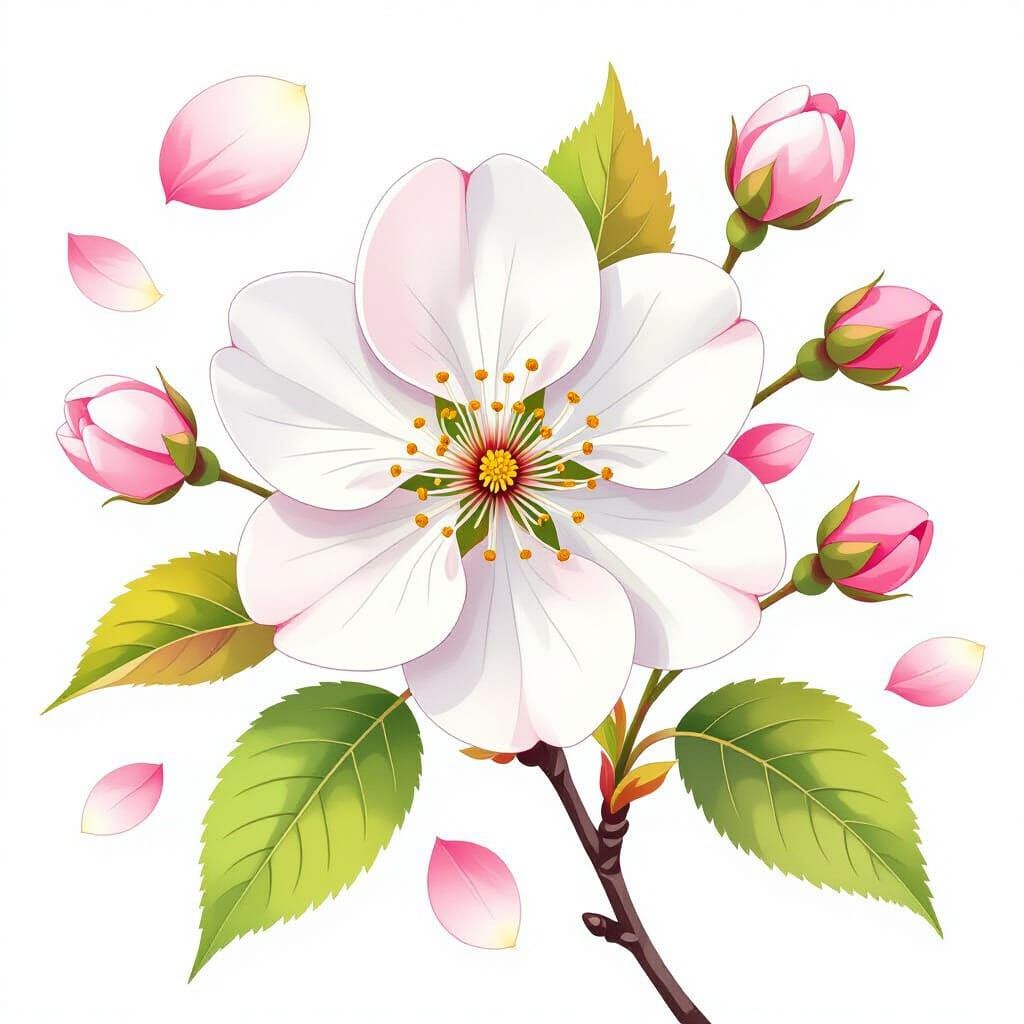 Watercolor Cherry Blossom Botanical Illustration