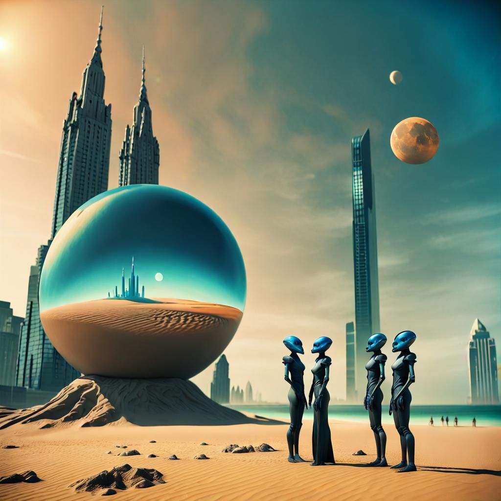 Elegant Aliens in Futuristic City on Alien Planet