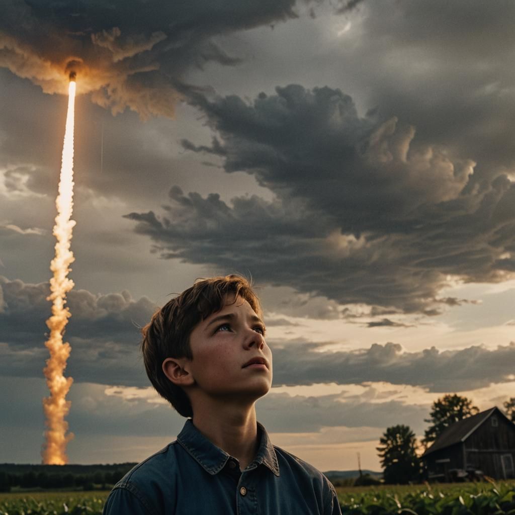 Boy Witnesses Nuclear Missile Launch: Cinematic Film Still