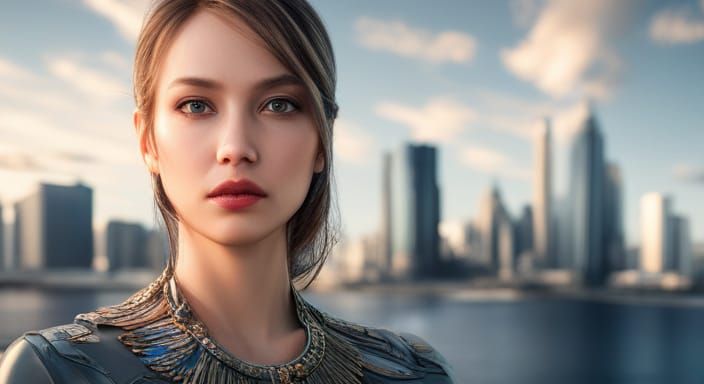 Futuristic AI: A Beautiful Lady in Hyperrealism