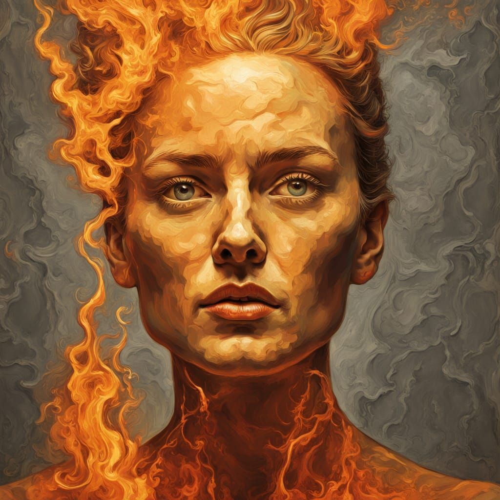 Surrealist Portrait of a Woman in Flames