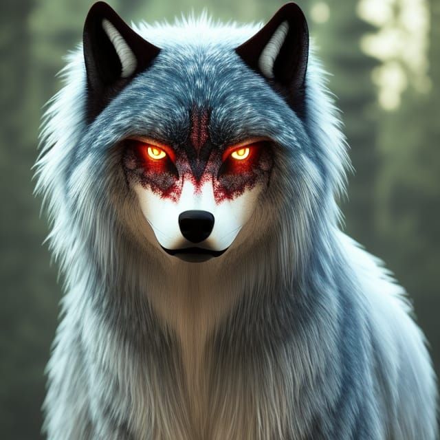 Sinister Alien Wolf Humanoid in Fantasy Landscape