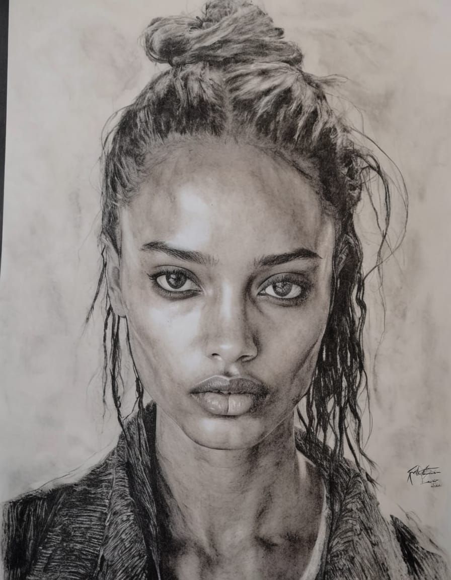 Gothgirl Portrait in Impasto Style