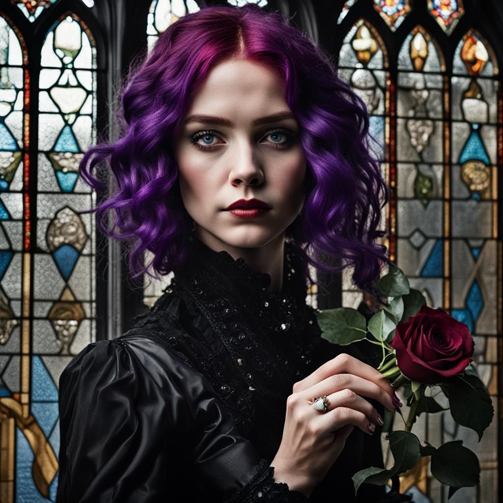 Victorian Woman with Rose Portrait