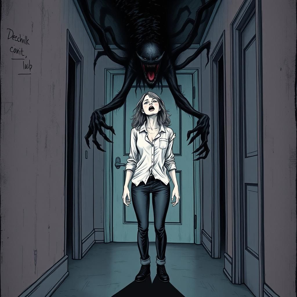 Dark Hotel Corridor: Haunting Spirit Looms