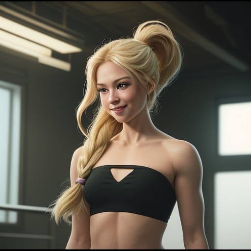 Cute Gymnast Posing in Golden Hour Cinematic Style