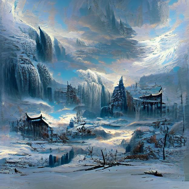 Icy Winter Town: Detailed Matte Painting