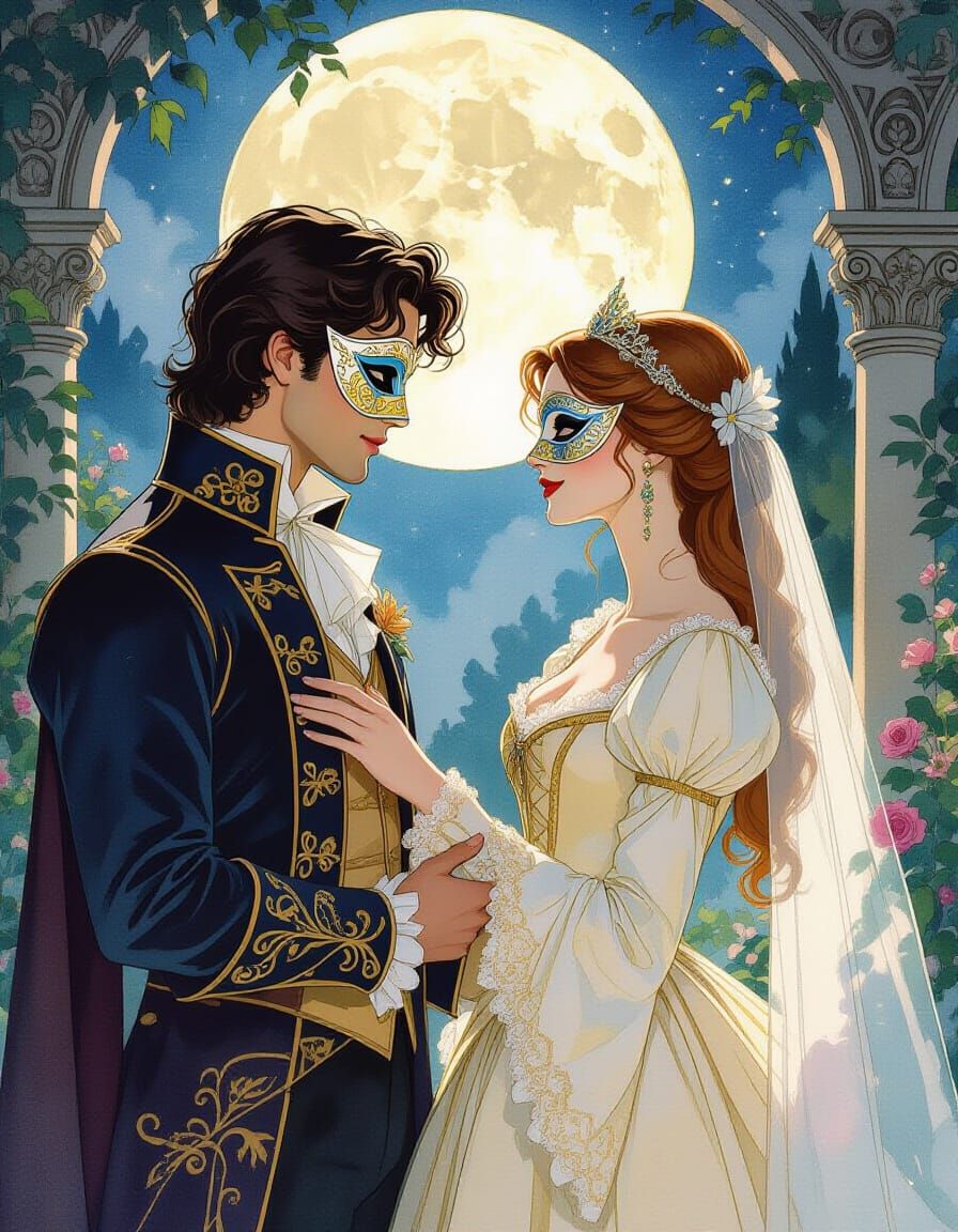 Romeo and Juliet in Moonlit Garden