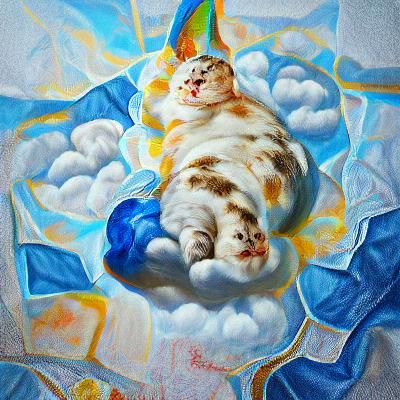Chonky Cat Cherub in a Psychedelic Renaissance Painting