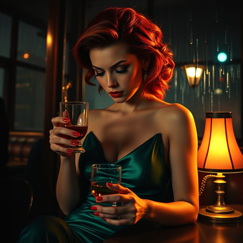 Sultry Jazz Club Siren in Emerald Green