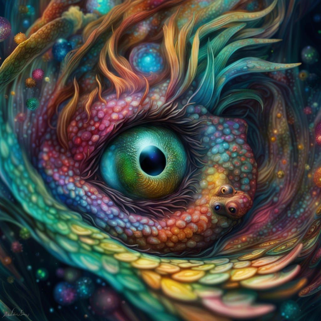 Shimmering Naiad Over Swirling Lake: Digital Matte Painting