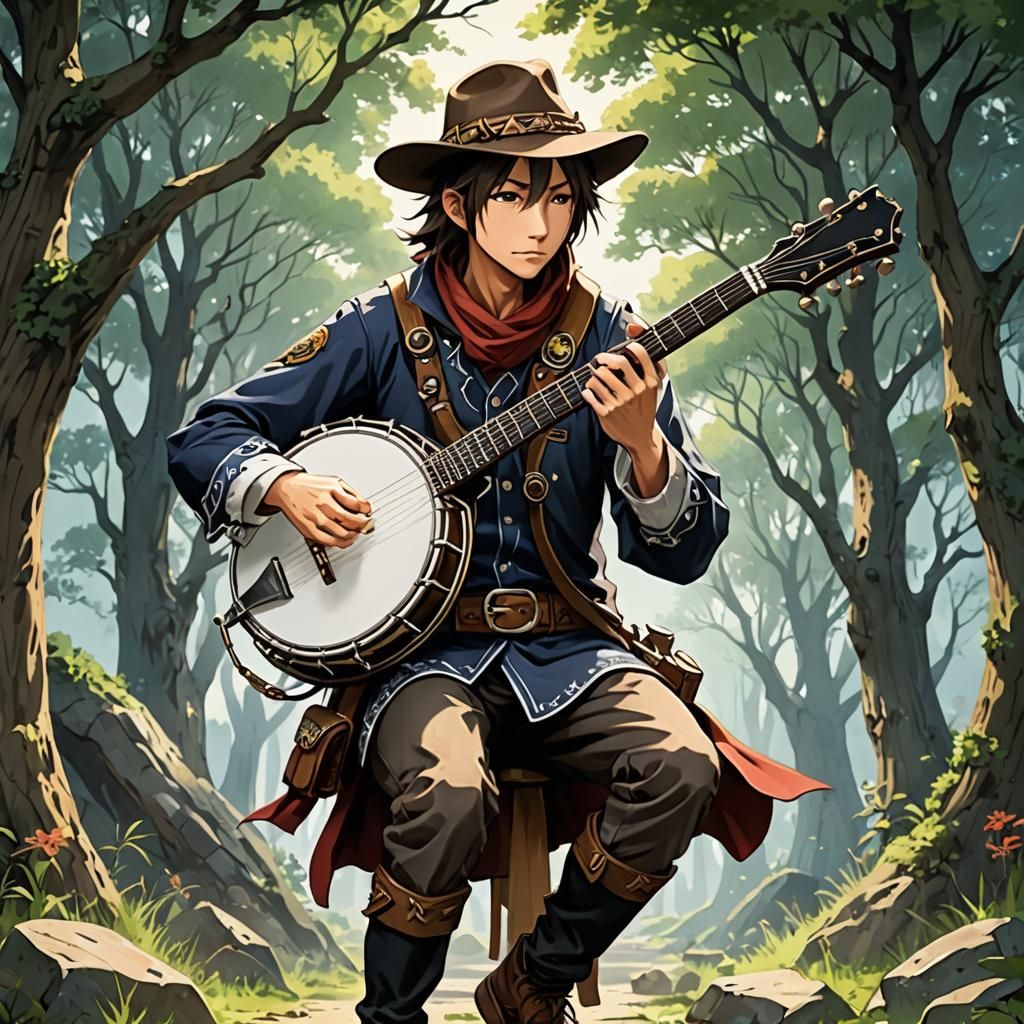 Nomad Plays Banjo in Anime Style