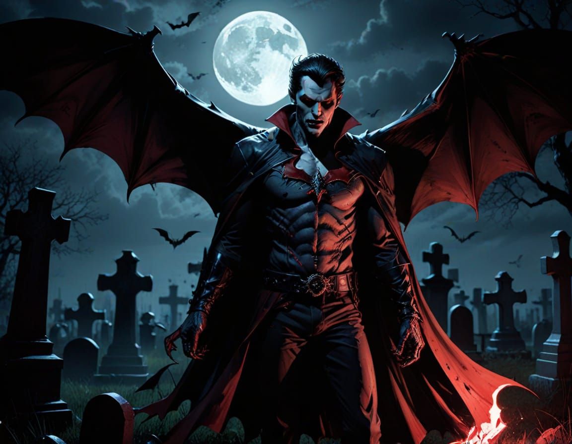 Vampire Transforms into Bat for Nocturnal Hunt