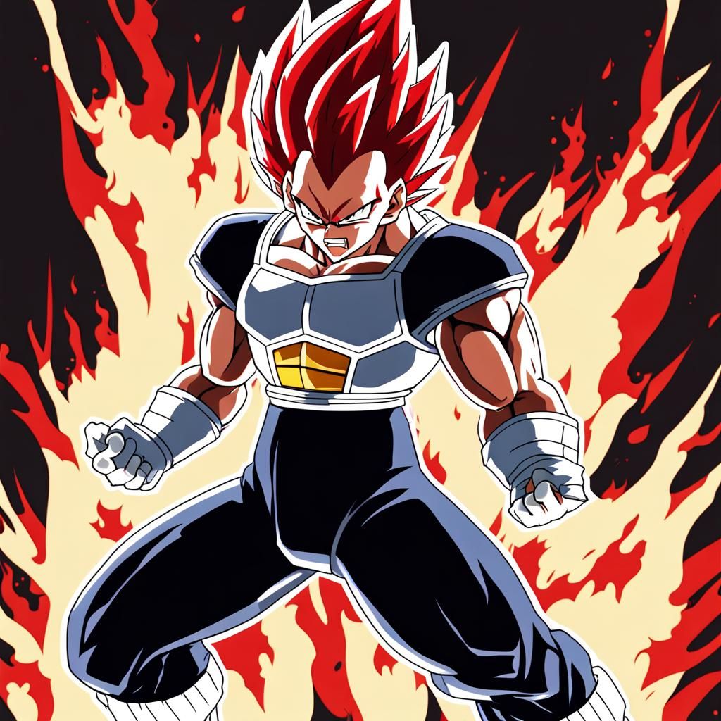 Vegeta Super Saiyan God in Dragonball Anime Style