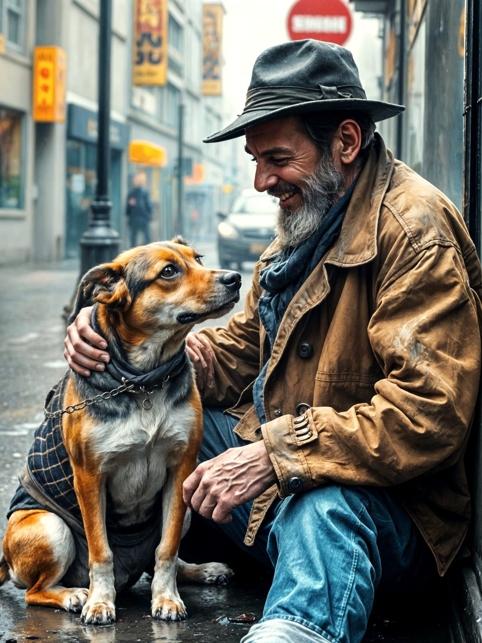 Homeless Man and Loyal Dog Share a Heartwarming Moment on a ...