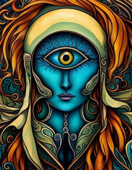 All Seeing Eye in Art Nouveau Style