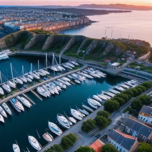 Fantasy Harbour Sunset Drone View