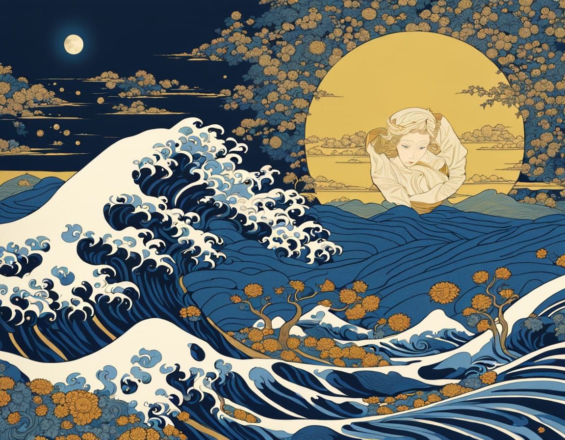 Elegant Renaissance Figure in Opulent Art Nouveau Splendor