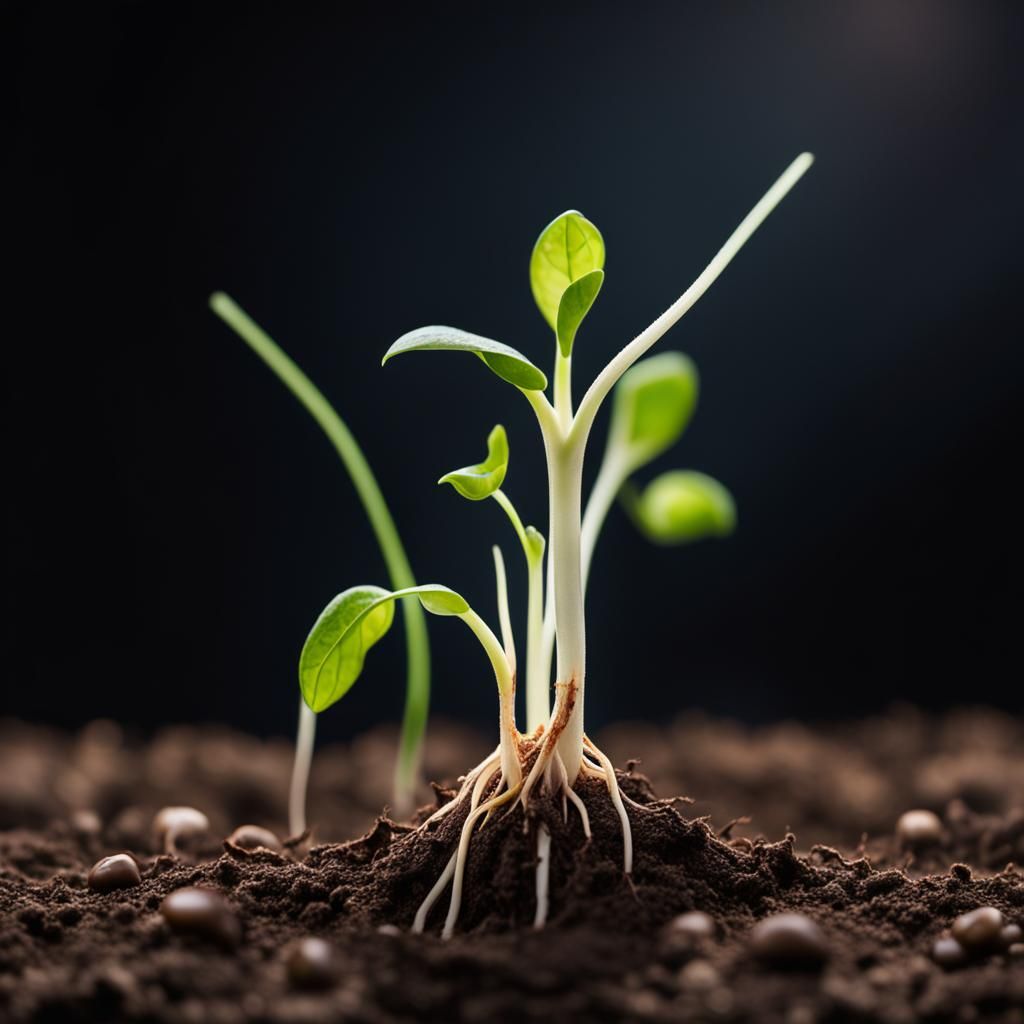 Hyperrealistic Bean Sprout Cutaway: A Photographic Study